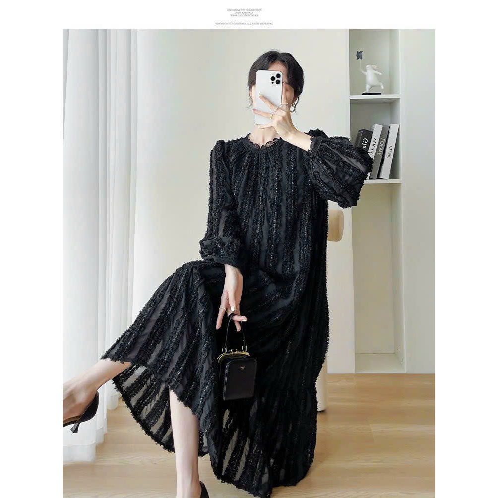 Váy bầu suông tay dài thời trang cho mom