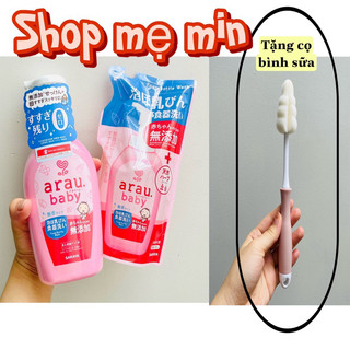 Combo nước rửa bình sữa Arau baby Nhật Bản chai 500ml và túi refill 450ml, Nước rửa bình tạo bọt