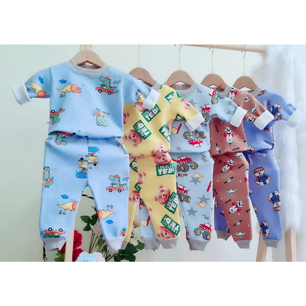 HÀNG LOẠI 1 - Set 5 bộ nỉ lông cài khuy chất cực đẹp từ 4-14kg