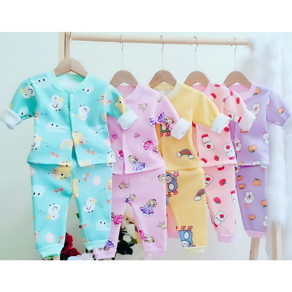 HÀNG LOẠI 1 - Set 5 bộ nỉ lông cài khuy chất cực đẹp từ 4-14kg