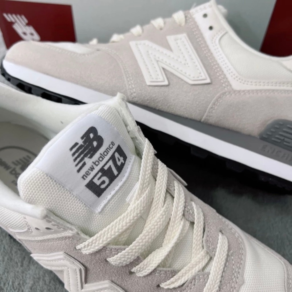 Giày New Balance 574 White Black, Giày NB 574 xám đen da lộn Cao Cấp Cổ Thấp Siêu Hot Full Box Bill | BigBuy360 - bigbuy360.vn