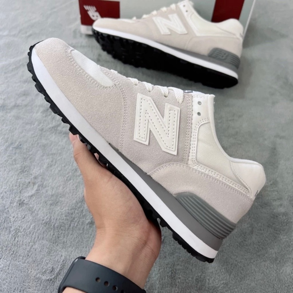 Giày New Balance 574 White Black, Giày NB 574 xám đen da lộn Cao Cấp Cổ Thấp Siêu Hot Full Box Bill | BigBuy360 - bigbuy360.vn