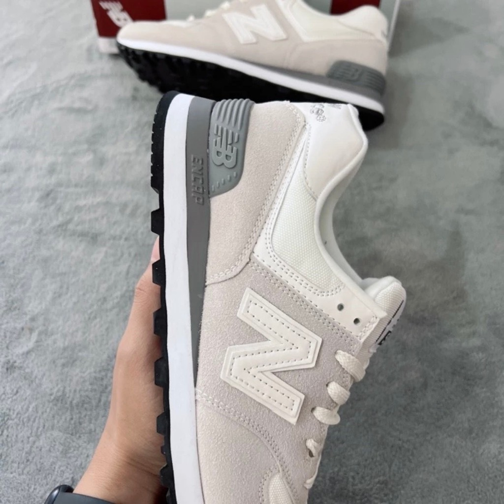 Giày New Balance 574 White Black, Giày NB 574 xám đen da lộn Cao Cấp Cổ Thấp Siêu Hot Full Box Bill | BigBuy360 - bigbuy360.vn