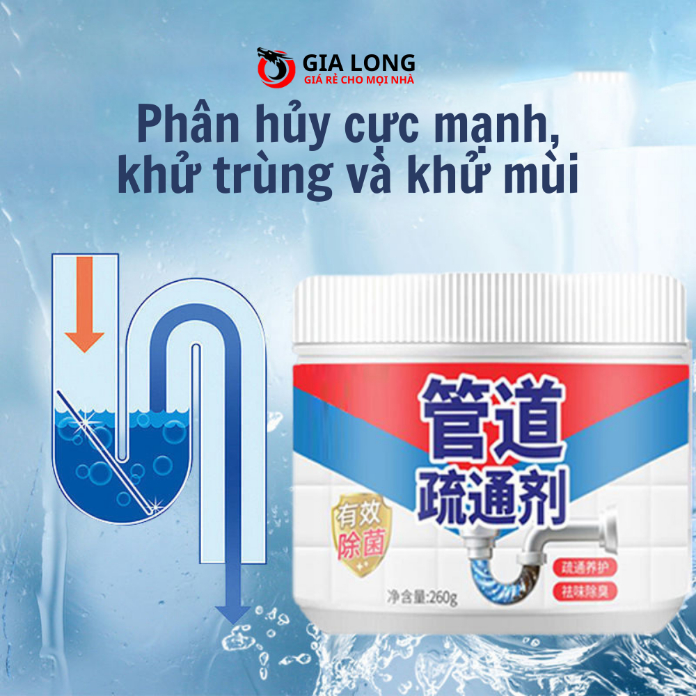 Bột Thông Tắc Cống Cực Mạnh H2G2 Hương Chanh + Bạc Hà Thông Tắc Cống, Đường Ống, Bồn Cầu, Bồn Rửa Mặt - H2G2