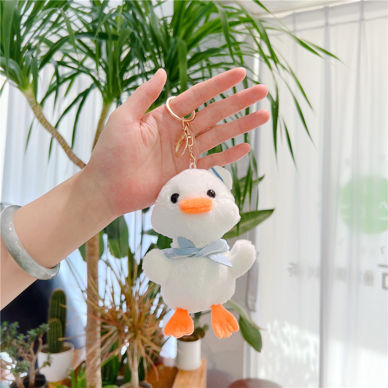Móc khóa cute hình vịt  trắng dễ thương,Móc khóa gấu bông treo balo túi xách phong cách Hàn Quốc