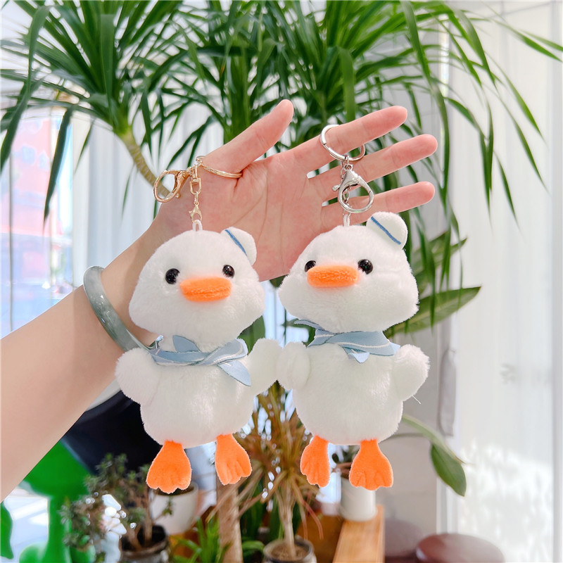 Móc khóa cute hình vịt  trắng dễ thương,Móc khóa gấu bông treo balo túi xách phong cách Hàn Quốc