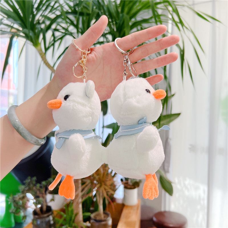 Móc khóa cute hình vịt  trắng dễ thương,Móc khóa gấu bông treo balo túi xách phong cách Hàn Quốc