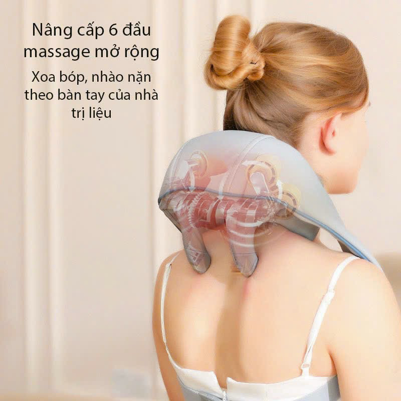 Máy massage cổ vai gáy hàng nội địa cao cấp, con lăn 6D và 8D