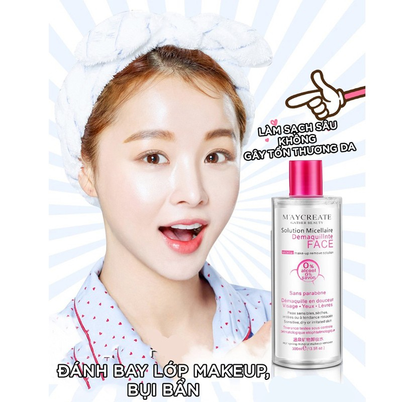 Combo 1 gói bông tẩy trang Lameila  222 miếng và 1 chai nước tẩy trang Maycreat 300ml siêu tiết kiệm Nedevi