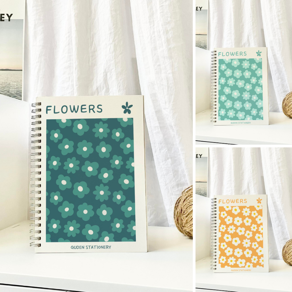 Sổ tay cỡ A5 200 trang họa tiết hoa_Guden Stationery