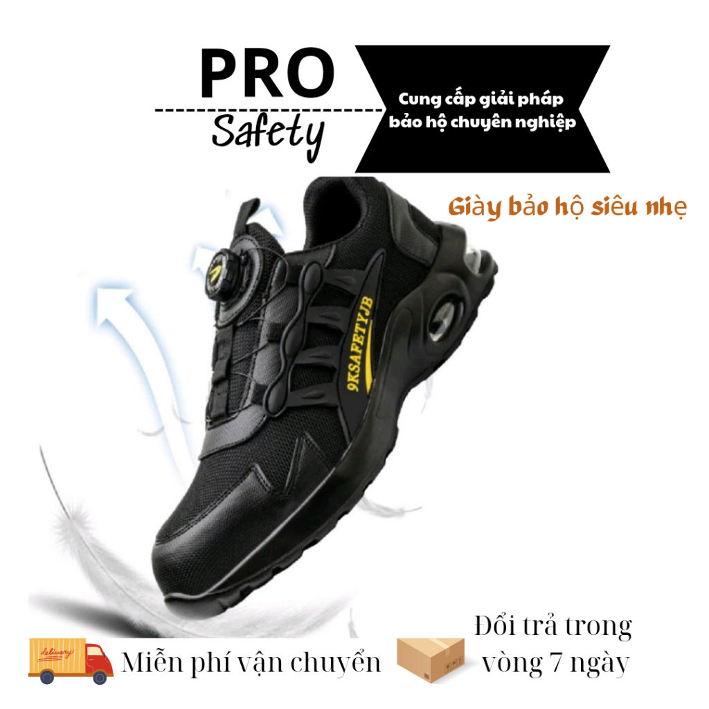 Giày Bảo Hộ Lao Động Mũi Thép Chống Đâm Xuyên Chống Va Đập Siêu Nhẹ