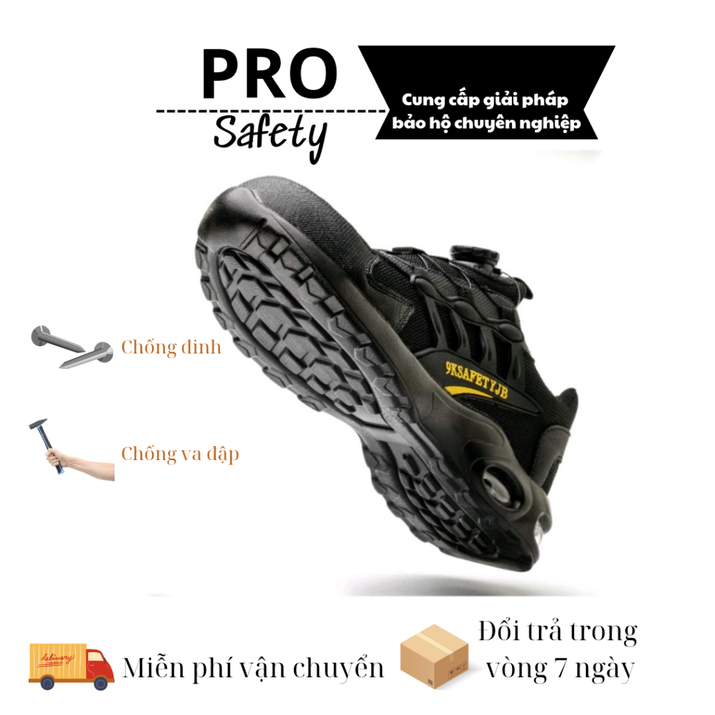 Giày Bảo Hộ Lao Động Mũi Thép Chống Đâm Xuyên Chống Va Đập Siêu Nhẹ
