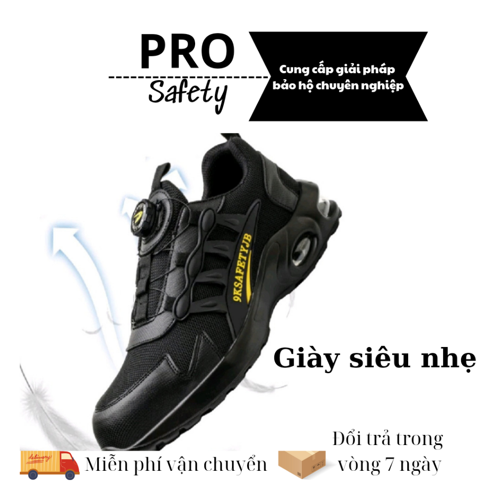 Giày Bảo Hộ Lao Động Mũi Thép Chống Đâm Xuyên Chống Va Đập Siêu Nhẹ