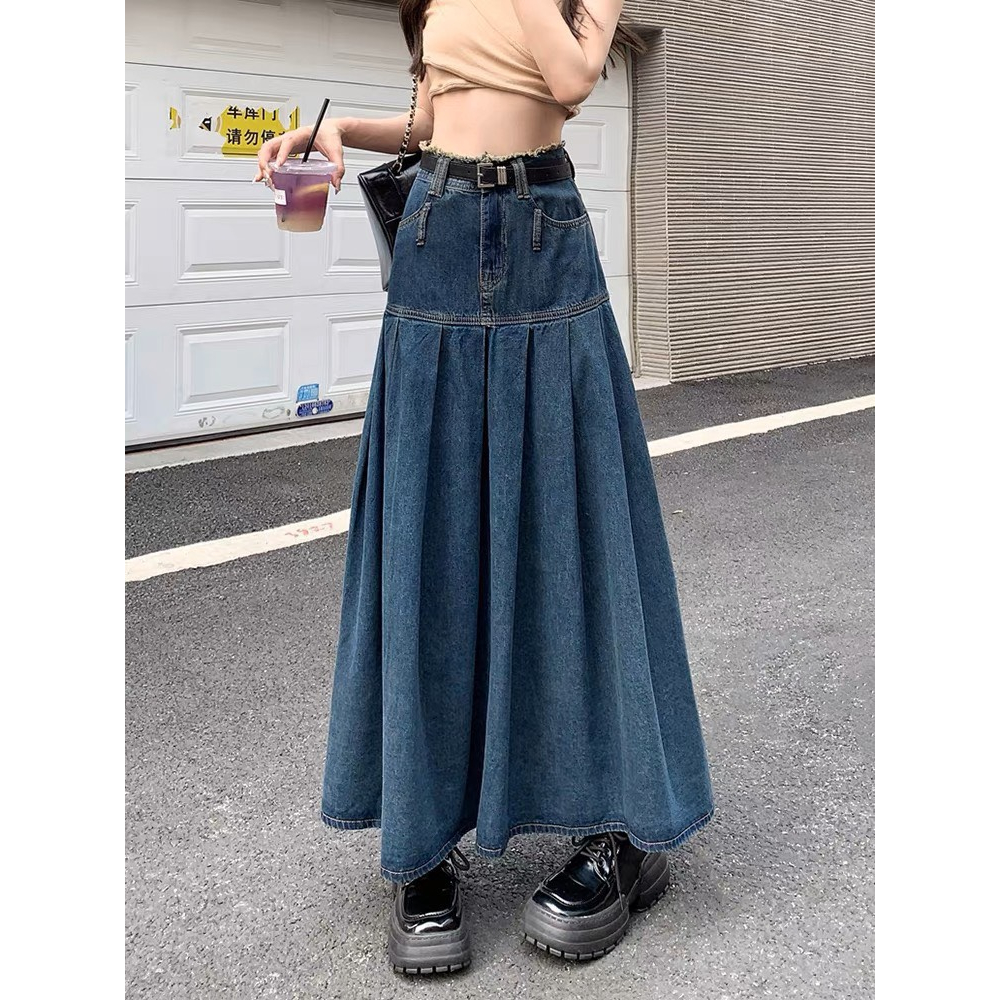 Chân váy jean xếp ly dáng dài - Retrostyle- CVJeancaptuarua1321.1326_P11K5