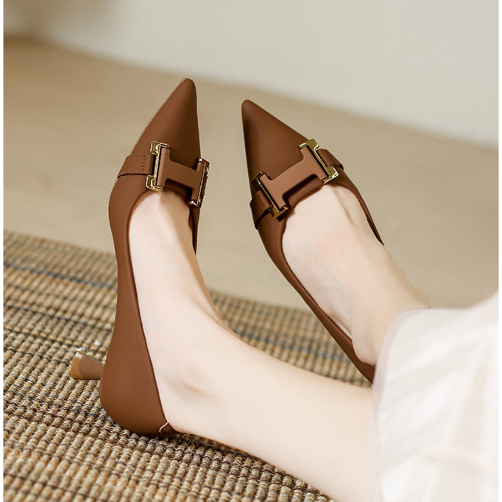 Giày Cao Gót Nữ Mũi Nhọn, Đế Nhọn Cao 5P, Chất Liệu Da Mềm, Kiểu Dáng Trẻ trung, Thoải mái-DA861