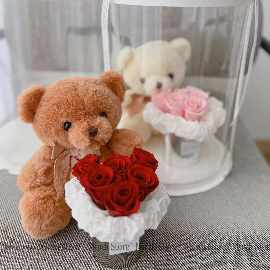 Hộp Hoa Sáp Vĩnh Cửu Để Bàn Hình Trái Tim - MINDI STORE