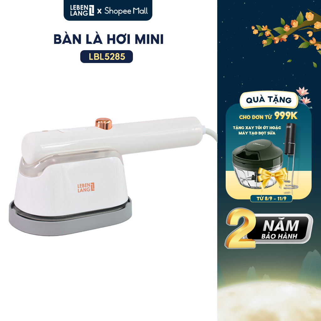 Bàn là hơi nước mini LEBENLANG LBL5285, công suất 1000W, làm nóng trong 30s, mặt là phủ gốm, bảo hành 2 năm - chính hãng