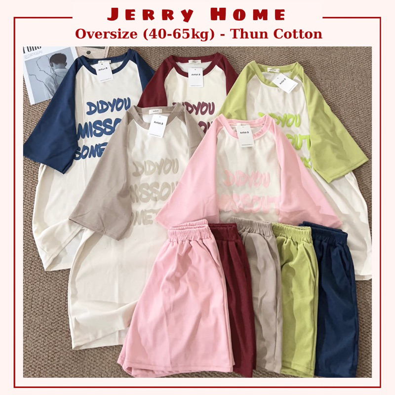 Set Áo Thun Quần Đùi 40-65kg, Set Đồ Bộ Thun Cộc Đùi Chất Liệu Cotton Jerry Bigsize