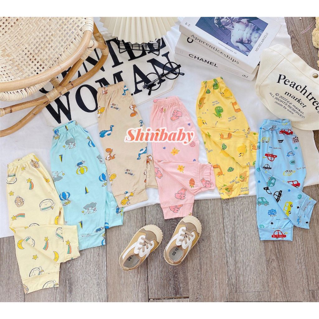 Set 10 quần dài thun lạnh mềm mát nhiều hình siêu xinh cho bé