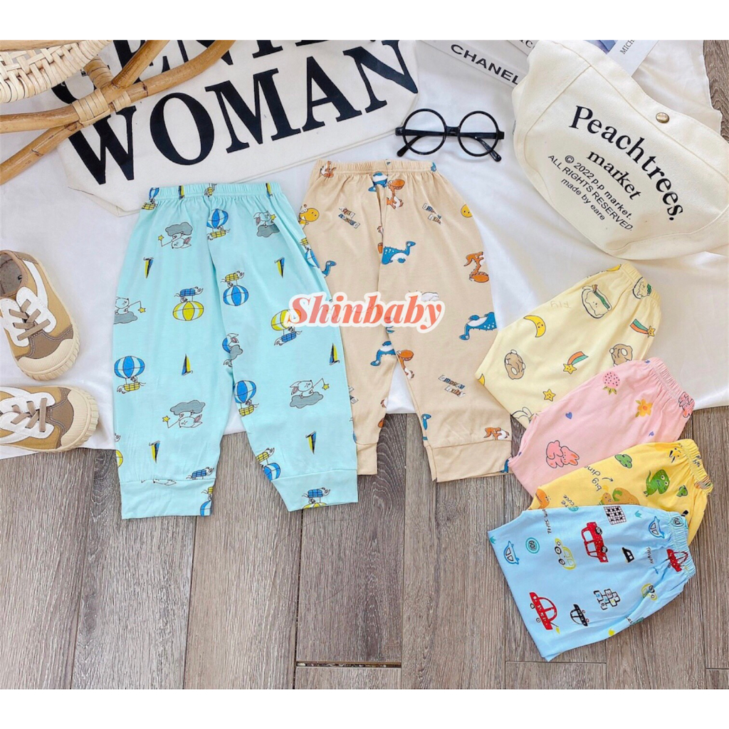 Set 10 quần dài thun lạnh mềm mát nhiều hình siêu xinh cho bé