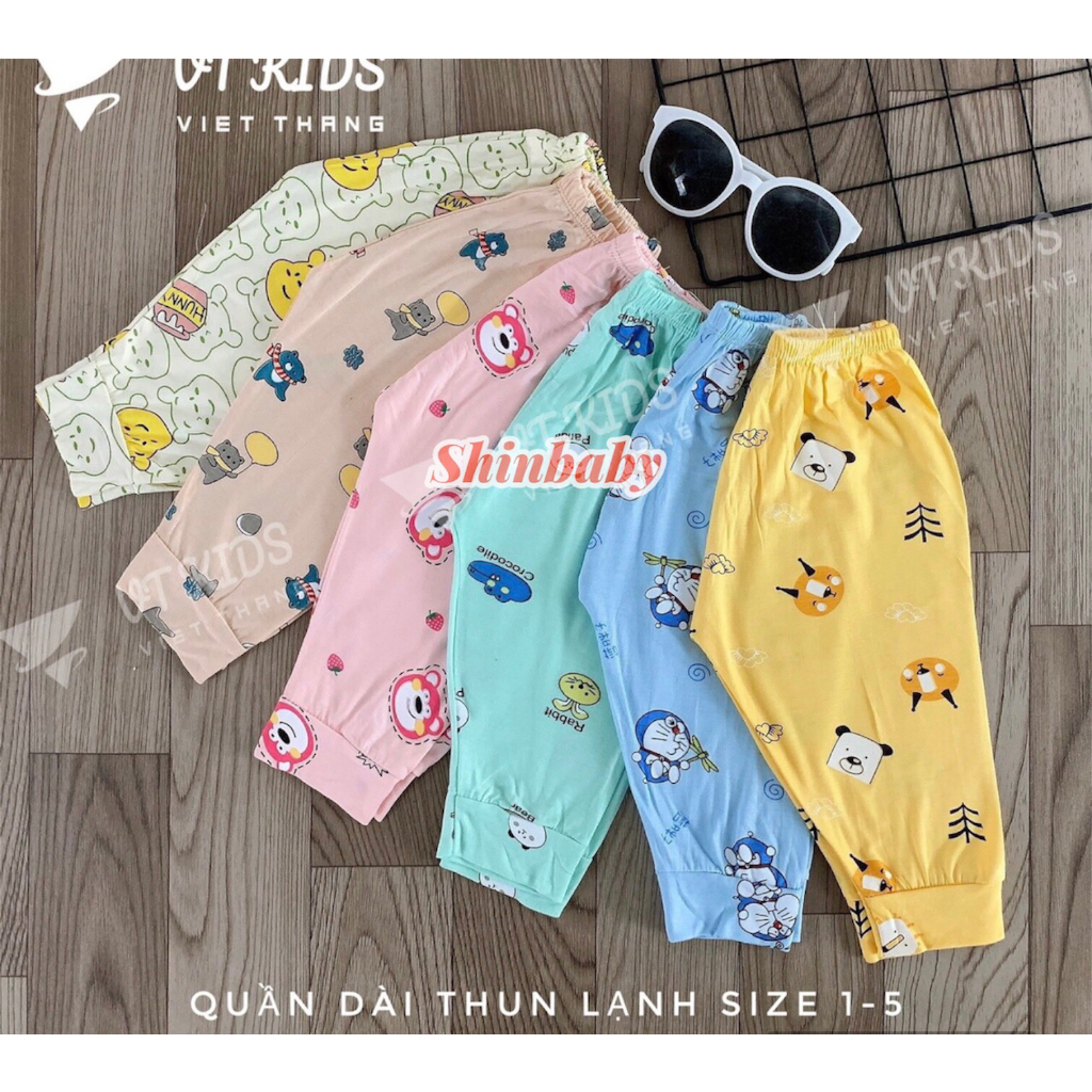 Set 10 quần dài thun lạnh mềm mát nhiều hình siêu xinh cho bé