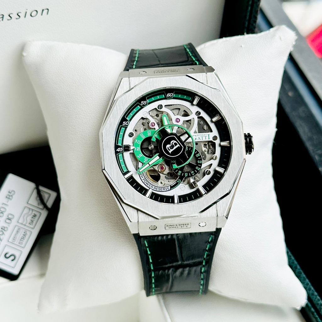 Đồng hồ nam dây da Bonest Gatti Maximum Speed Green BG7601-B5