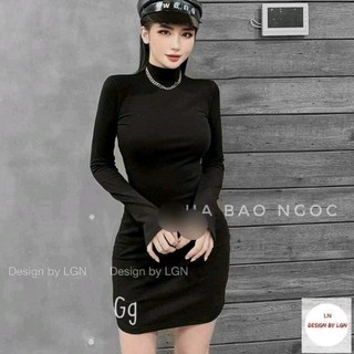 Đầm body cổ lọ cao cấp thu đông phôm chuẩn đẹp( UN)