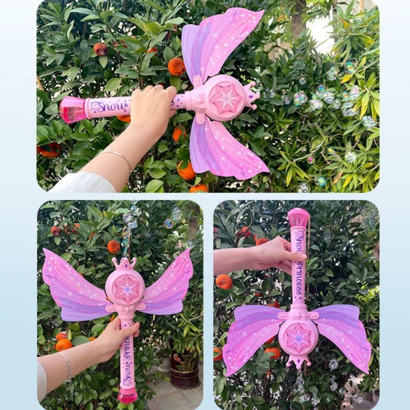 Cây gậy phép thuật bong bóng hình cánh bướm tặng pin + kèm lọ xà phòng