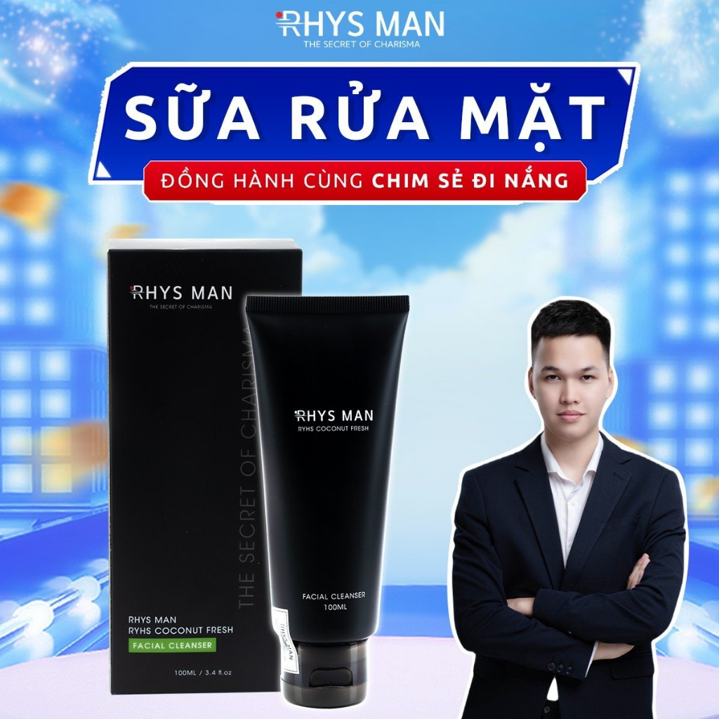 Sữa rửa mặt nam RHYS MAN hương dừa thơm mát Rhys Coconut Fresh 100ml- Hàng chính hãng