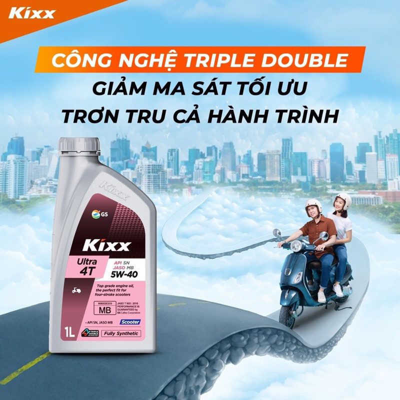 Thùng nhớt Kixx Ultra Scooter Fully Synthetic 5W40 dành cho xe ga