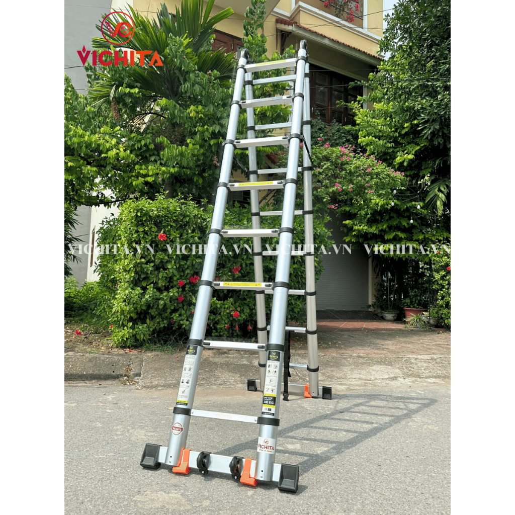 Thang Chữ A 5M m VICHITA Bản Cao Cấp Trọn Bộ Full Phụ Kiện Đi Kèm