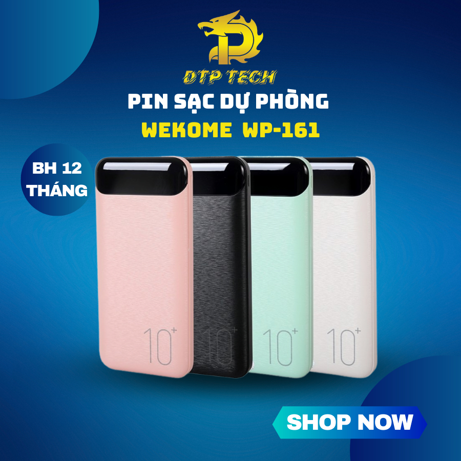 Pin sạc dự phòng 10.000mah WK DESIGN WP-161 cổng USB kép tích hợp màn hình led - hàng chính hãng BH 12 tháng