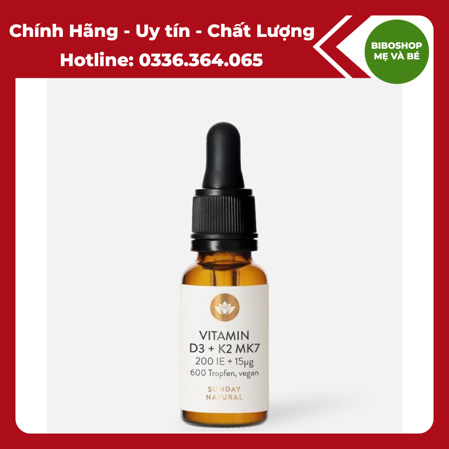 Vitamin D3 K2 MK7 💥 HÀNG LOẠI 1 💥 Vitamin Sunday Natural Đức Tăng Hấp Thụ Canxi Chiều Cao Cho Trẻ Từ Sơ Sinh Đến 4 Tuổi