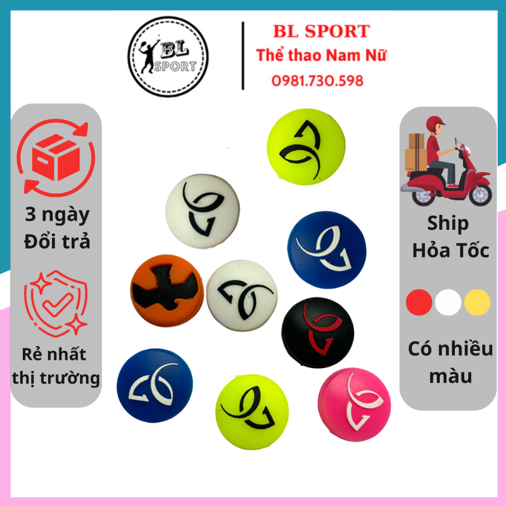 Giảm rung Head, giảm rung Tennis chống rung, hàng tuyển bằng silicone có nhiều màu sắc, ảnh thật