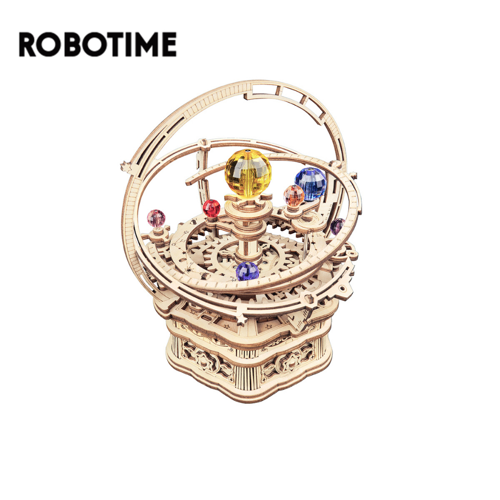 Robotime mô hình hộp nhạc bằng gỗ ROKR Starry Night Orrery Mechanical Music Box AMK51