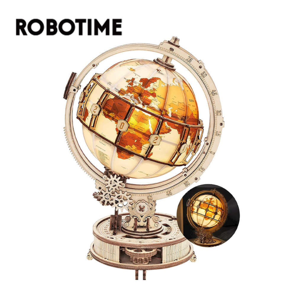 Robotime Mô hình Quả Cầu bằng Gỗ 3D Tự Làm DIY. ROKR The Luminous Globe ST003. Quà Sinh Nhật Ý Nghĩa.