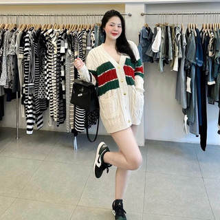 : Áo khoác len cardigan Guc.ci thời trang cao cấp, Chất len vặn thừng