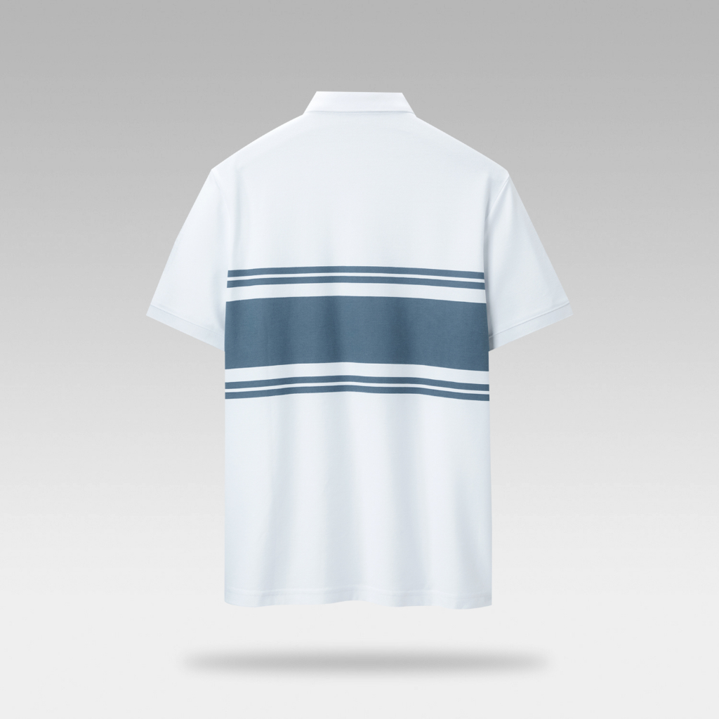 HLA - Áo POLO nam ngắn tay phối sọc xanh mềm mại, đàn hồi Horizontal striped elastic Polo Shirt