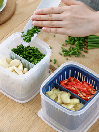 Hộp Đựng Thực Phẩm Có Nắp Đậy trái cây và rau Củ Hai Lớp Kín nhà bếp Giữ Đồ Tươi Có Rổ Ráo Nước Hộp-AENEA