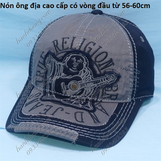 Nón ông địa thật cao cấp, mũ ông địa giá rẻ vải jean bền đẹp, sang trọng, vá da trước mỏ kết True Religion
