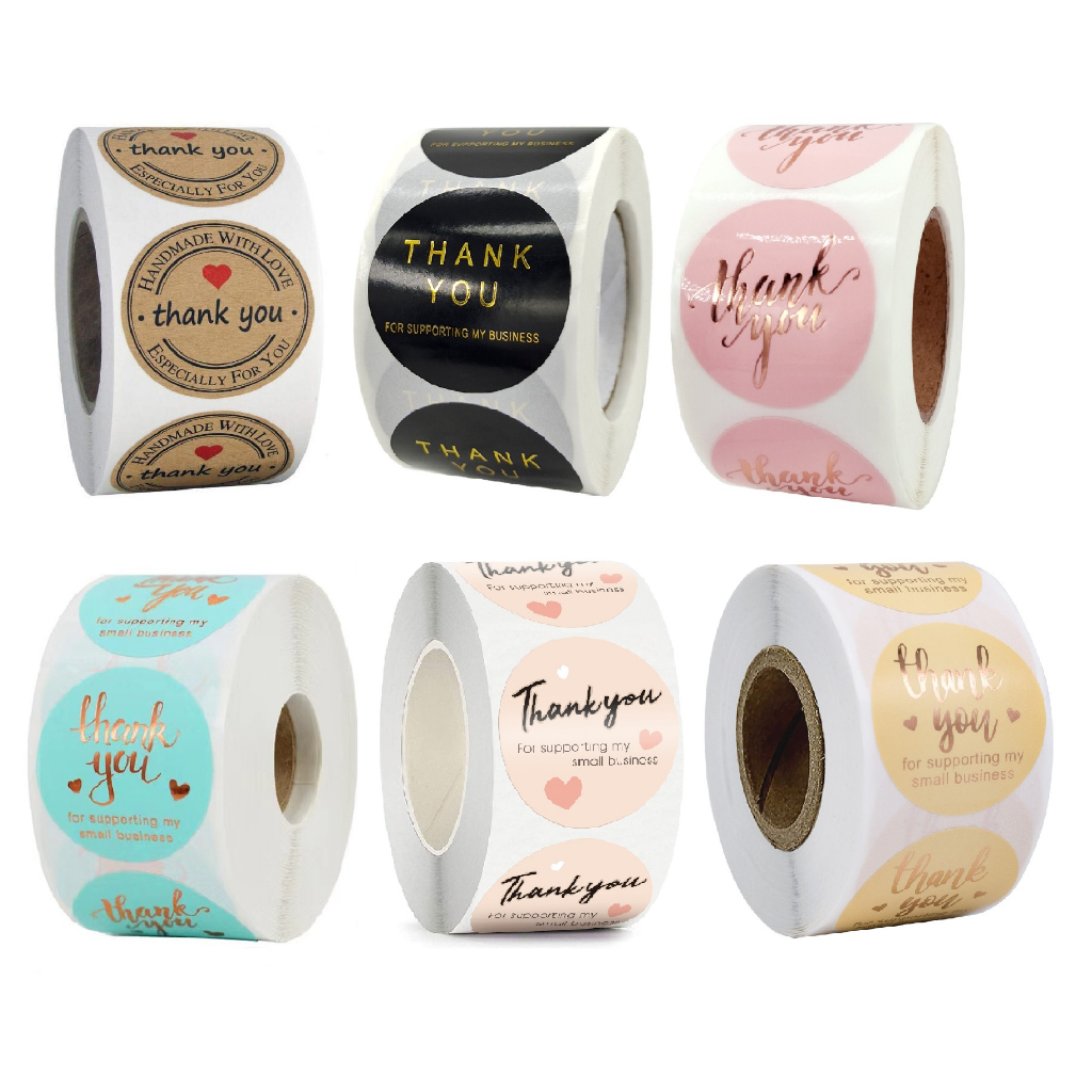 Cuộn 500 nhãn dán cảm ơn - tem thank you kiểu vintage đơn giản, sang chảnh cho gói hàng thêm dụng tâm