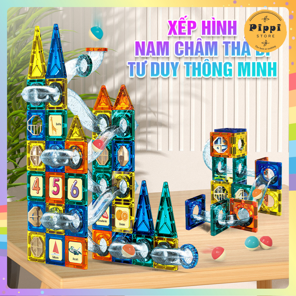 Xếp Hình Nam Châm Thả Bi 97 Chi Tiết Cho Bé Sáng Tạo Phát Triển Tư Duy Logic
