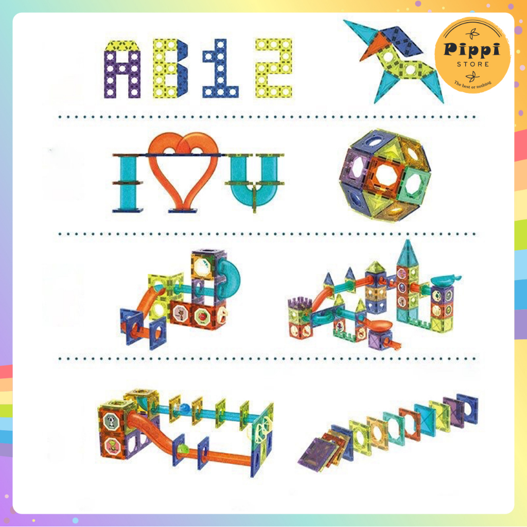 Xếp Hình Nam Châm Thả Bi 97 Chi Tiết Cho Bé Sáng Tạo Phát Triển Tư Duy Logic