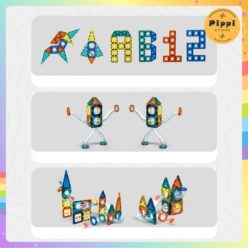 Xếp Hình Nam Châm Thả Bi 97 Chi Tiết Cho Bé Sáng Tạo Phát Triển Tư Duy Logic