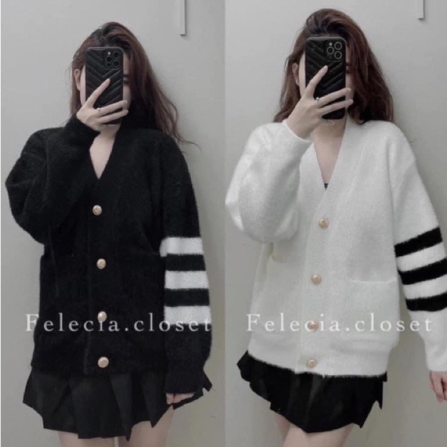 ÁO Khoác Cardigan Thom Browne lông thỏ, Áo Len Mịn Cardigan nam và nữ  PHONG CÁNH HÀN QUỐC Hàng Quảng Châu cao cấp