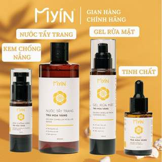 Combo chăm sóc da cơ bản Nước tẩy trang 300ml + Gel rửa mặt 100ml + Kem chống nắng 32ml + Tinh chất Trà Hoa Vàng 30ml