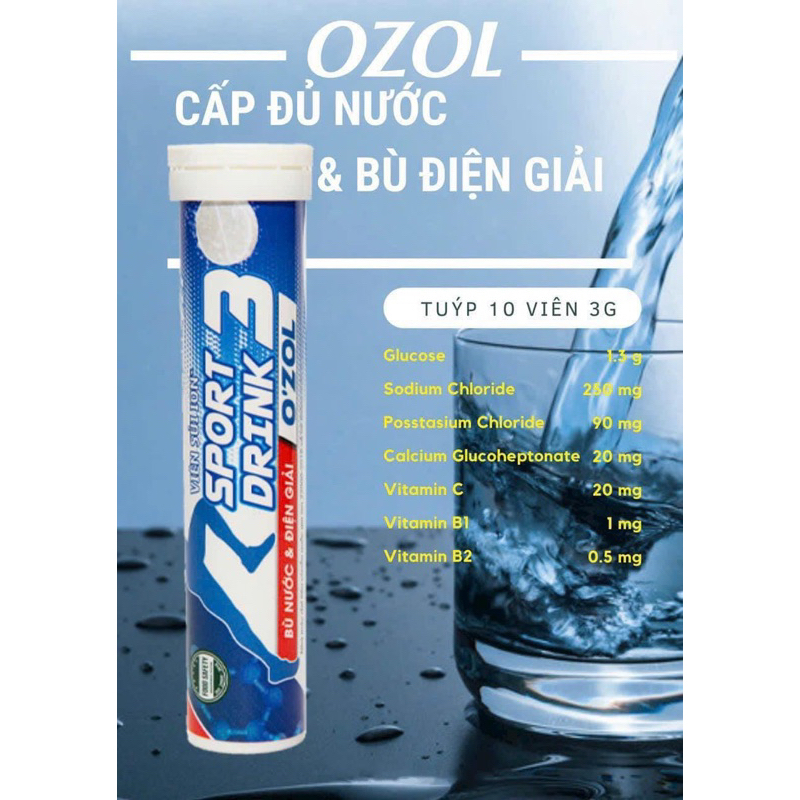 Viên sủi hack thể lực Ion+ Sport drink 3 - Tuýp 10 20 viên bù nước điện giải sau khi chơi thể thao