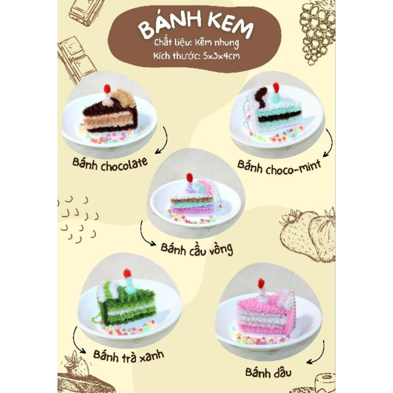 Móc khóa bánh kem kẽm nhung