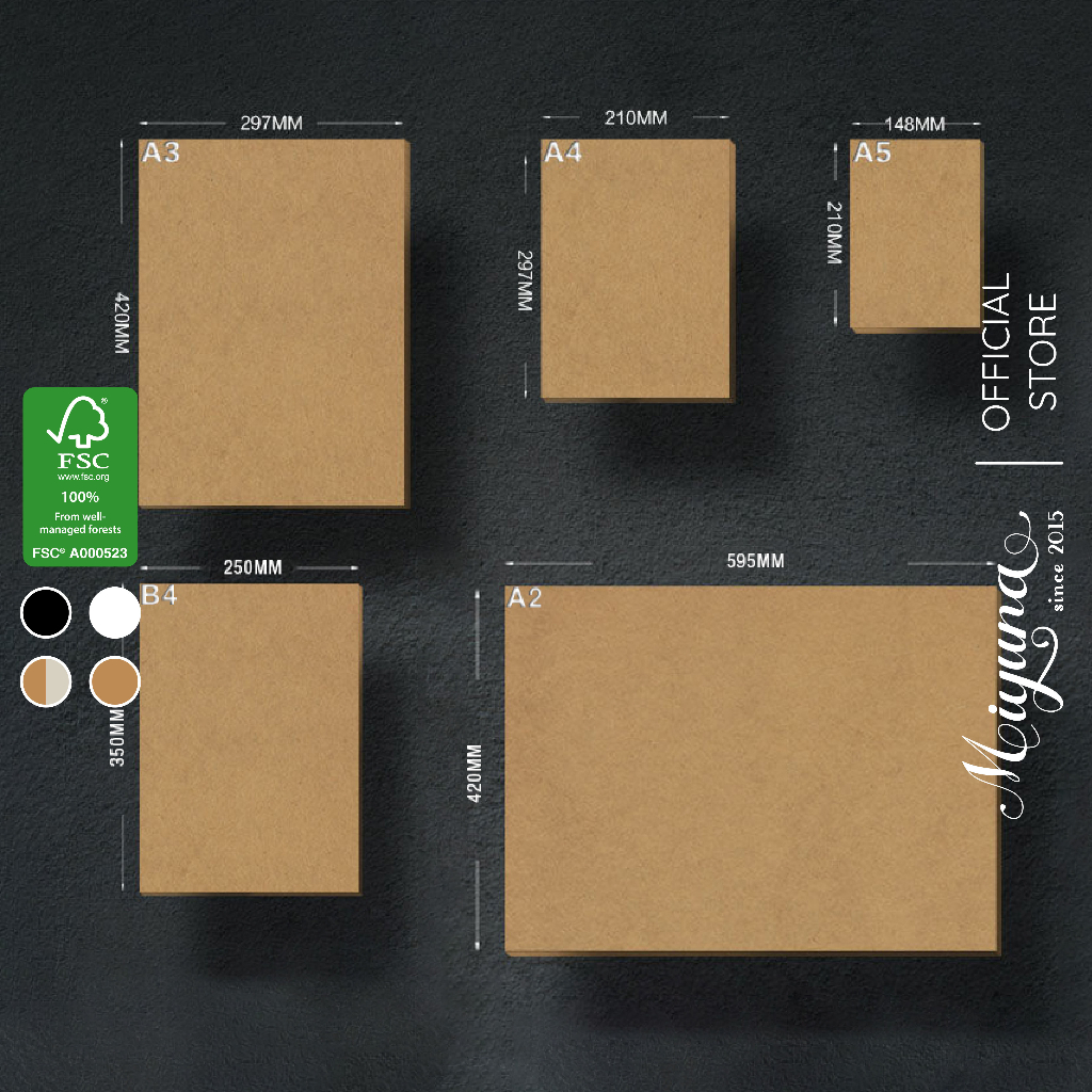 20 Tờ Giấy Kraft MIYUNA - A4 A5 - 250gsm 280gsm dùng gấp Origami hoa quạt tập vẽ màu nước acrylic in ấn menu brochure