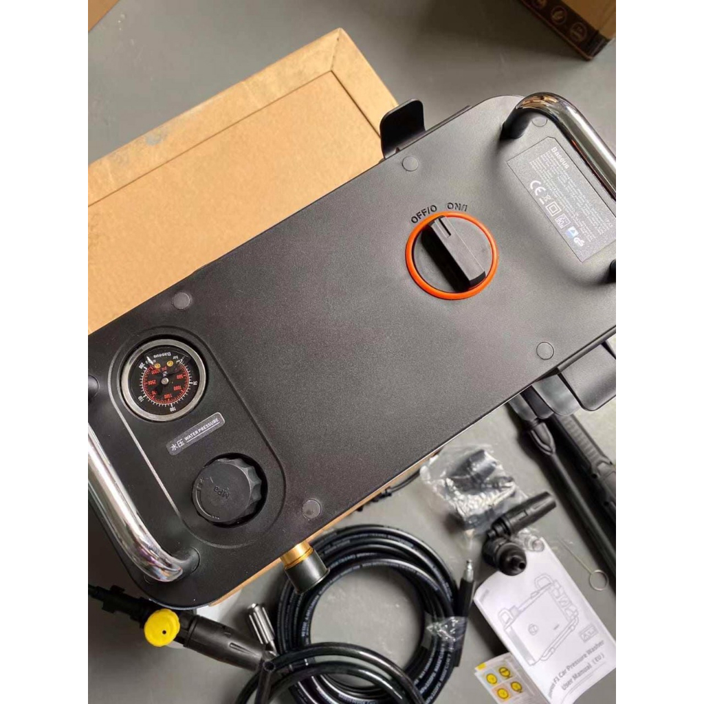 Máy rửa xe tăng áp Baseus kèm bộ vòi xịt và máy nén rửa xe F1 Car Pressure Washer US Tarnish